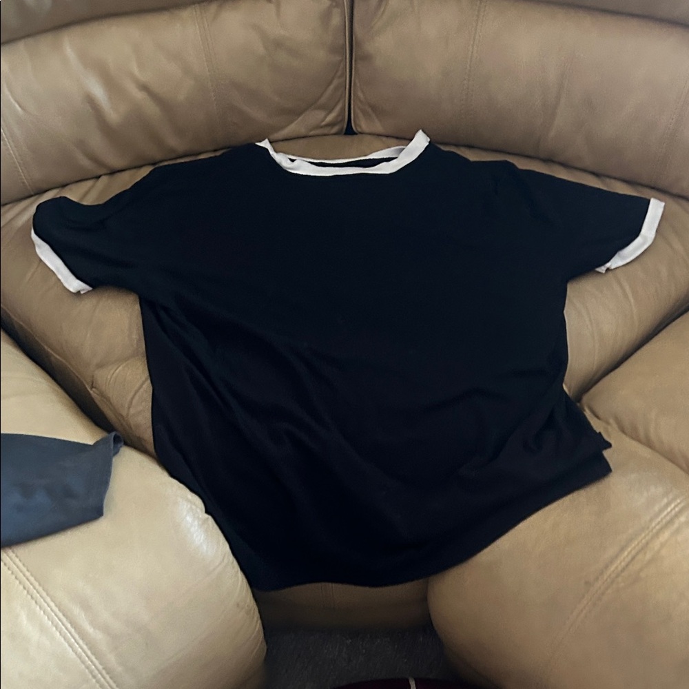 Classic Black Men's Shirt white color and sleeve binding